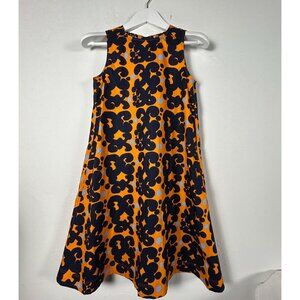 Marimekko X Uniqlo Kids Sleeveless Orange/Black A-Line Dress 11-12 Bold Floral